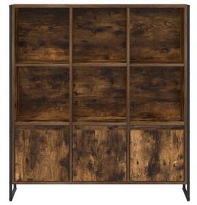 Industrialna szafka na książki w kolorze dąb dymny z 6 drzwiami, 99,5 x 30 x 108 cm