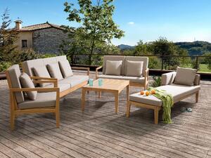 5-częściowy zestawu na patio drewno akacjowe jasnobrązowe poduszki Pataja Beliani