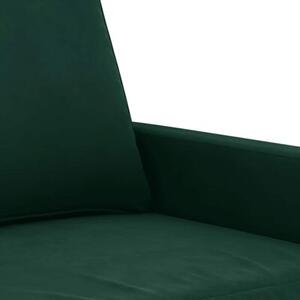 Sofa 2-osobowa, ciemnozielona, 140 cm, tapicerowana aksamitem