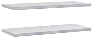 Półki ścienne, 2 szt., 100x40x3 cm, srebrna stal nierdzewna