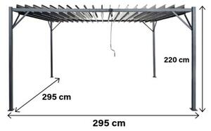 Pergola ogrodowa 3x3 m szara – metalowa altana z regulowanym dachem panelowym 9 m²