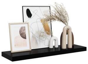 Półka ścienna, wysoki połysk, czarna, 80x23,5x3,8 cm, mdf