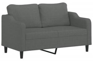 Sofa 2-osobowa z poduszkami, ciemnoszara, 140 cm, tkanina