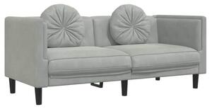 Sofa 2-osobowa z poduszkami, jasnoszara, aksamit