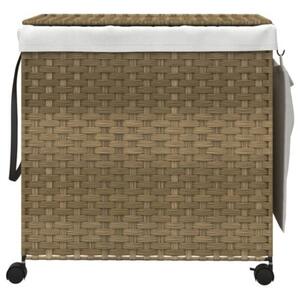 Kosz na pranie z kółkami, 60x35x60,5 cm, rattan