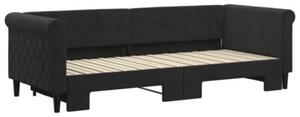 Sofa rozsuwana, czarna, 80x200 cm, aksamit