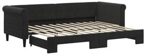 Sofa rozsuwana, czarna, 80x200 cm, aksamit