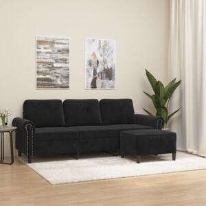 Sofa 3-osobowa z podnÃ³Å¼kiem, czarna, 180 cm, aksamit
