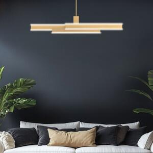 Lampa wisząca nowoczesna złota podłużna 114 cm do salonu jadalni nad stół panele LED 74W CAMENO Quintiesse