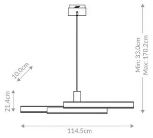 Lampa wisząca nowoczesna złota podłużna 114 cm do salonu jadalni nad stół panele LED 74W CAMENO Quintiesse