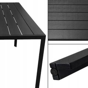 Zestaw mebli ogrodowych balkon stół Allen-ST 150x90C + 6x krzesło KP104-2 czarne