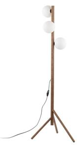 Lampa podłogowa TK Lighting Estera Wood Orzech 16045 – drewniana, biała kula, 3xG9, 150 cm do salonu i sypialni
