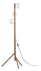 Lampa podłogowa TK Lighting Estera Wood Orzech 16045 – drewniana, biała kula, 3xG9, 150 cm do salonu i sypialni