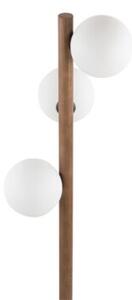 Lampa podłogowa TK Lighting Estera Wood Orzech 16045 – drewniana, biała kula, 3xG9, 150 cm do salonu i sypialni