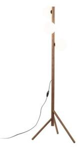 Lampa podłogowa TK Lighting Estera Wood Orzech 16045 – drewniana, biała kula, 3xG9, 150 cm do salonu i sypialni