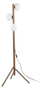 Lampa podłogowa TK Lighting Estera Wood Orzech 16045 – drewniana, biała kula, 3xG9, 150 cm do salonu i sypialni