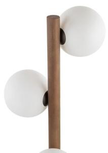 Lampa podłogowa TK Lighting Estera Wood Orzech 16045 – drewniana, biała kula, 3xG9, 150 cm do salonu i sypialni