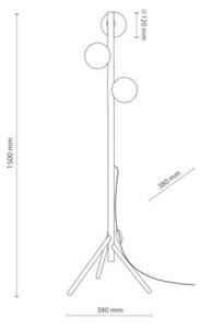 Lampa podłogowa TK Lighting Estera Wood Orzech 16045 – drewniana, biała kula, 3xG9, 150 cm do salonu i sypialni