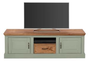 Jasnozielona szafka pod TV z litego drewna sosnowego 160x50 cm Selma – Støraa