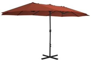 Parasol ogrodowy na słupku aluminiowym, 460 x 270 cm, terakota