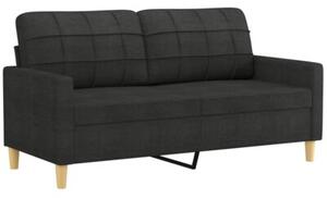 Sofa 2-osobowa z poduszkami, czarna, 140 cm, tkanina