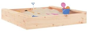 Piaskownica z siedziskami, kwadratowa, lite drewno sosnowe