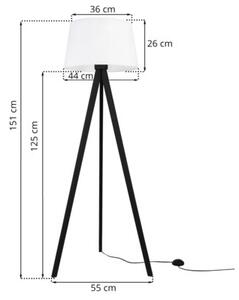 Lampa podłogowa trójnóg czarny Light Home LH Gaja 1xE27 44cm abażur stożek biały