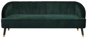 Retro sofa 3 osobowa tapicerowana welurowa pikowane oparcie szmaragdowa Alsvag Beliani