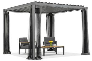Antracytowa pergola tarasowa Madera 3x3m z moskitierą Garden Point
