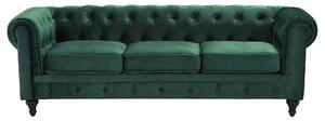 Klasyczna sofa 3-osobowa tapicerowana welurowa pikowana zielona Chesterfield Beliani