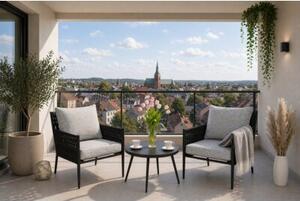 Meble ogrodowe tarasowe balkon nowoczesne aluminium 2 fotele stolik BELIZE