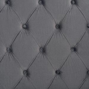 Łóżko tapicerowane welurowe wezgłowie ozdobne guziki 160 x 200 cm szare Ayette Beliani