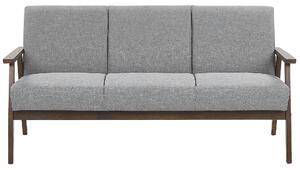 Retro sofa drewniana rama tapicerowana poliestrem kanapa dla 3 osób szara Asnes Beliani