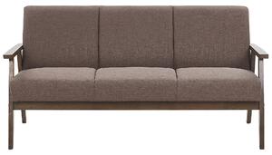Retro sofa drewniana rama tapicerowana poliestrem kanapa dla 3 osób brąz Asnes Beliani