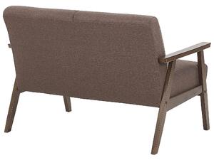 Retro sofa drewniana rama tapicerowana poliestrem kanapa dla 2 osób brąz Asnes Beliani