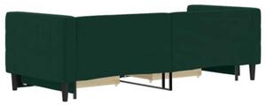 Sofa rozsuwana z szufladami, ciemnozielona, 80x200 cm, aksamit