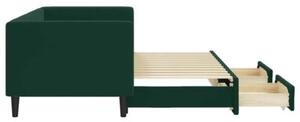 Sofa rozsuwana z szufladami, ciemnozielona, 80x200 cm, aksamit