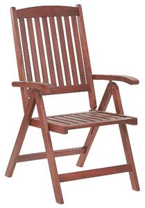 Zestaw 6 krzeseł ogrodowych drewno akacjowe z poduszkami czerwonymi Toscana Beliani