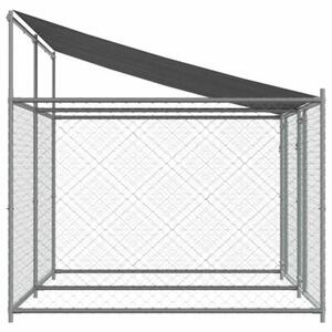 Klatka dla psa, z dachem i drzwiami, szara, 4x2x2 m, stal