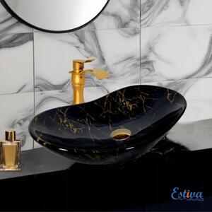 Umywalka nablatowa Estiva FABA Marmo Black Gold marmur czarna złote żyłki 60,5x30x16 cm 1 szt
