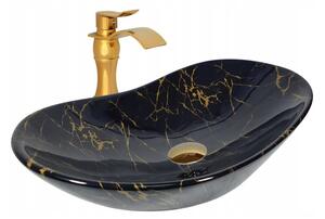 Umywalka nablatowa Estiva FABA Marmo Black Gold marmur czarna złote żyłki 60,5x30x16 cm 1 szt