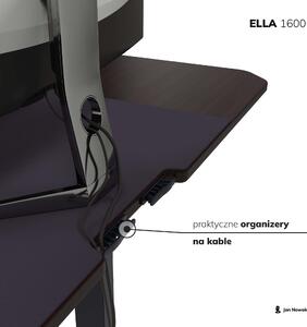 Duże biurko podnoszone do pracy ELLA, 1600 x 720 x 750 mm, orzech/ czarne