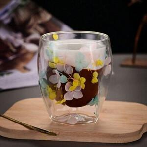 Szklanka termiczna z hortensją żółtą, niebieską i różową 250 ML 1szt SZK88