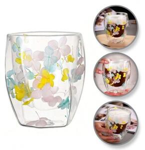 Szklanka termiczna z hortensją żółtą, niebieską i różową 250 ML 1szt SZK88