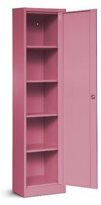 Wąska szafka do biura ALEX, 450 x 1850 x 400 mm, Fresh Style: pudrowy róż