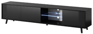 Szafka RTV Luna 02 LED Czarna 175 cm, pod telewizor, połysk, nowoczesna