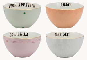 Komplet miseczek z porcelany kostnej Slogan, 4 elem