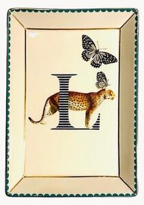 Taca dekoracyjna z porcelany kostnej Leopard