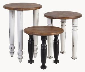 Komplet ręcznie wykonanych stolików pomocniczych z drewna Florencia, 3 elem