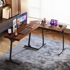 Biurko komputerowe narożne nowoczesne industrialne ciemny brąz loft 148 cm